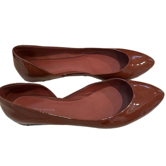 Bottega Veneta Brown Patent Leather D'orsay Ballet Flats - Picture 2 of 7